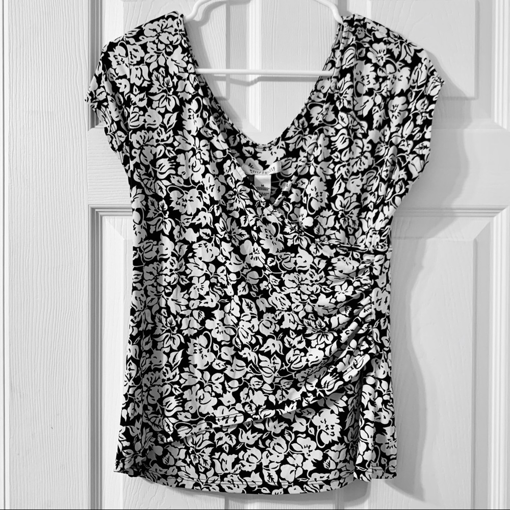 White House Black Market Floral Wrap Shirt